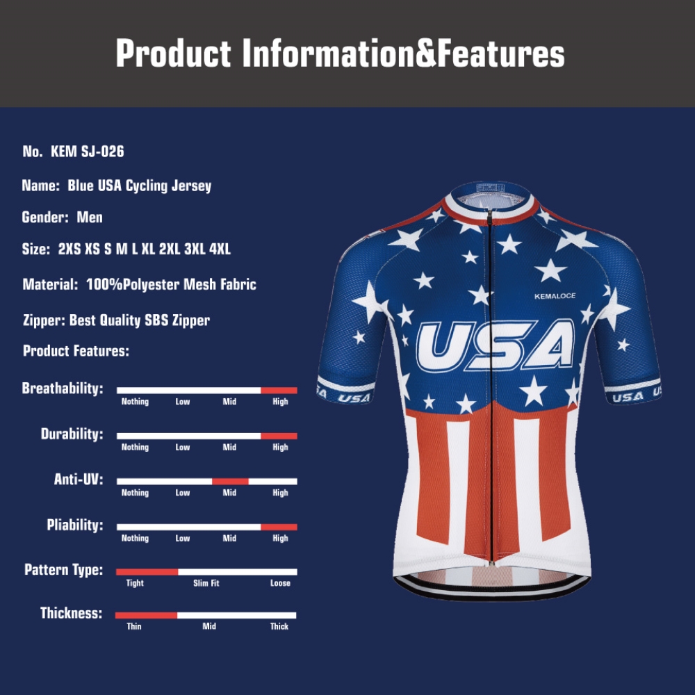 KEMALOCE Bike Jersey USA Navy  - огляд і ціна Outdoor Sport Usa